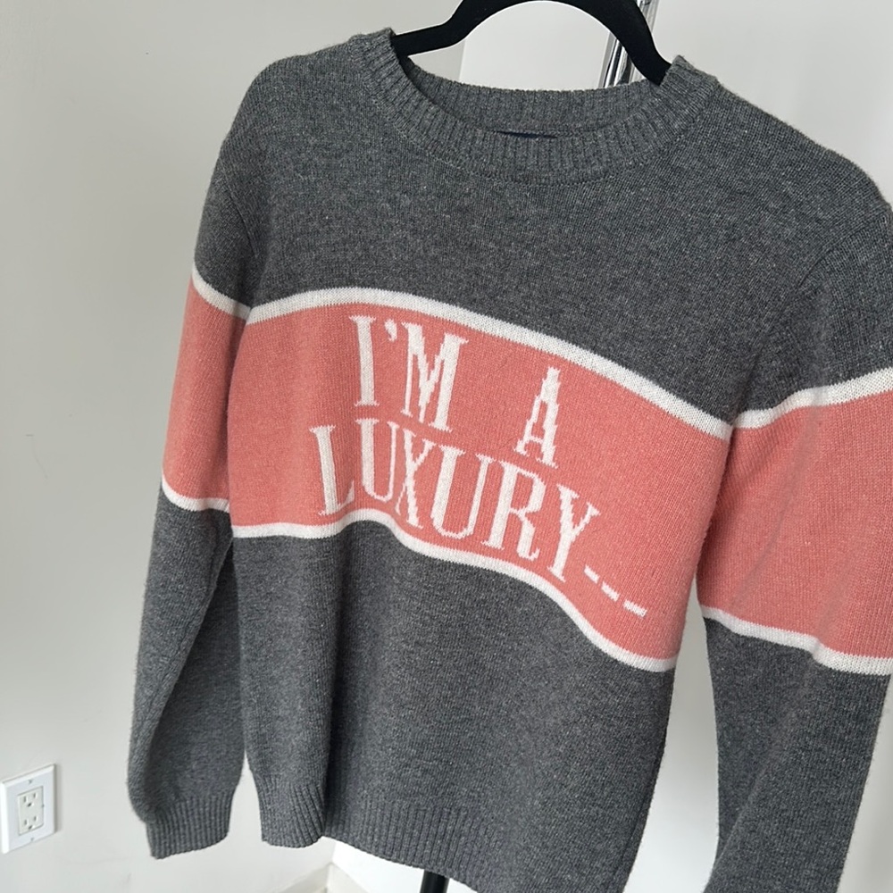 Rowing Blazers Gray and Pink Crew Neck Sweater